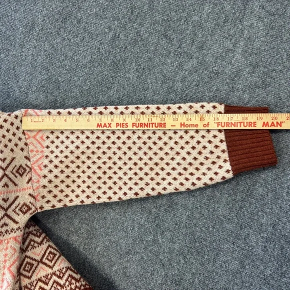 American Eagle Fair Isle Cropped Sweater XL Nordic Mock Neck Knit - Picture 9 of 13